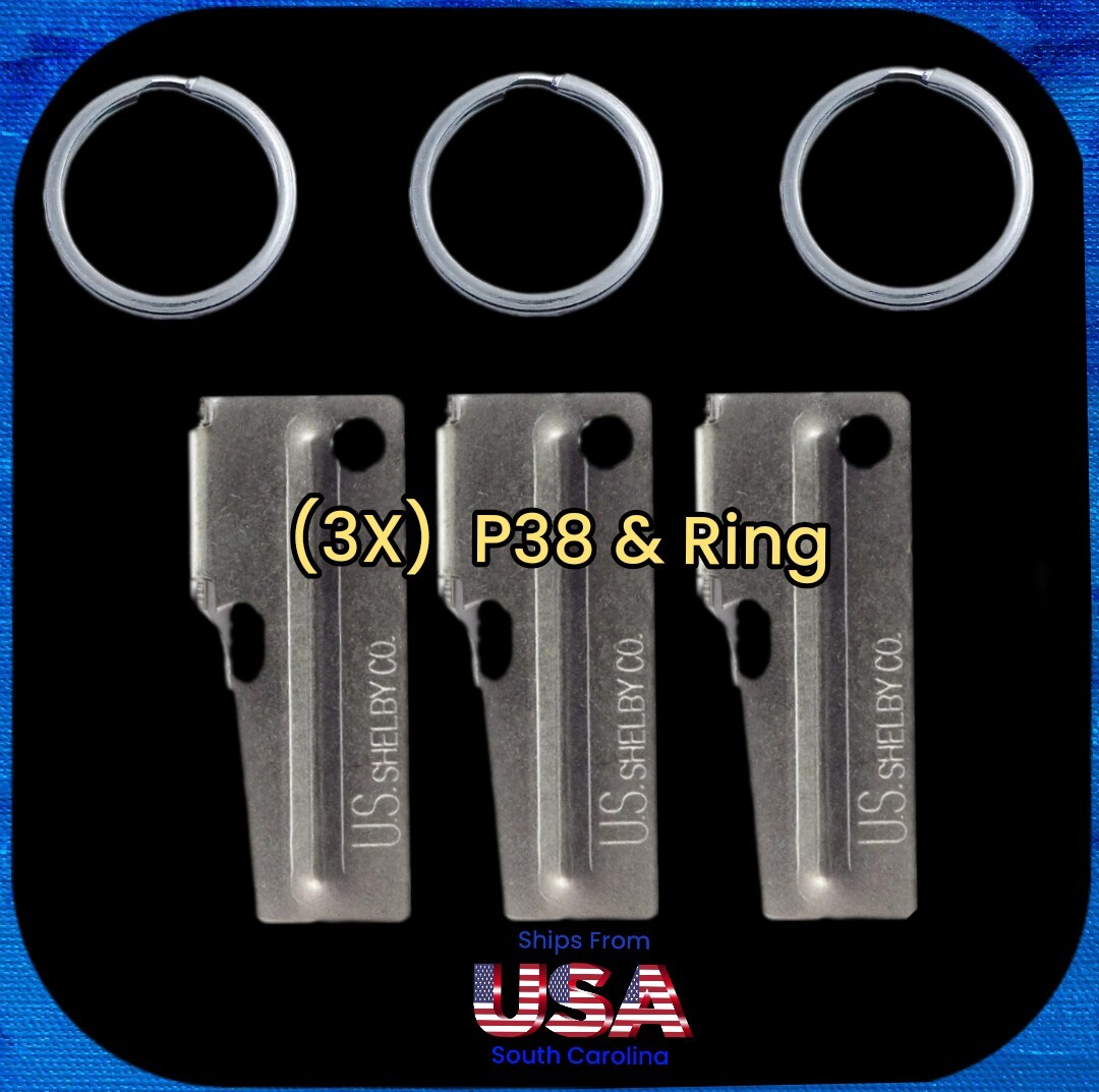 3x-Genuine Shelby P-38 Can Openers w/Rings USA Military Camping Hiking Survival