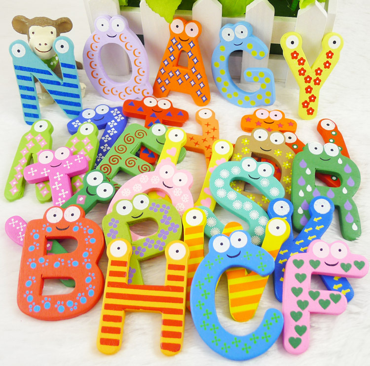 Baby toys 26pcs Letters Kids Wooden Alphabet Fridge Magnet Child Educational NEW
