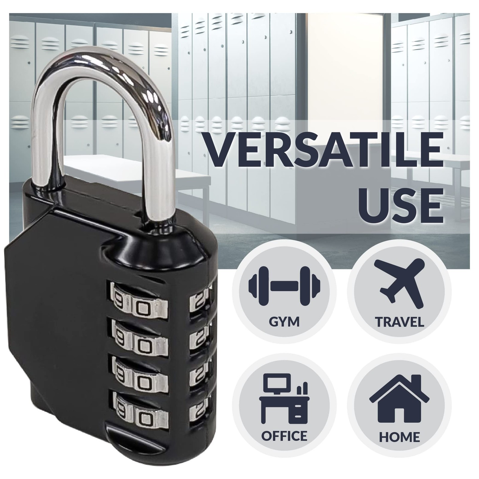 Newhouse Hardware Improved 4-Digit Combination Lock, Black