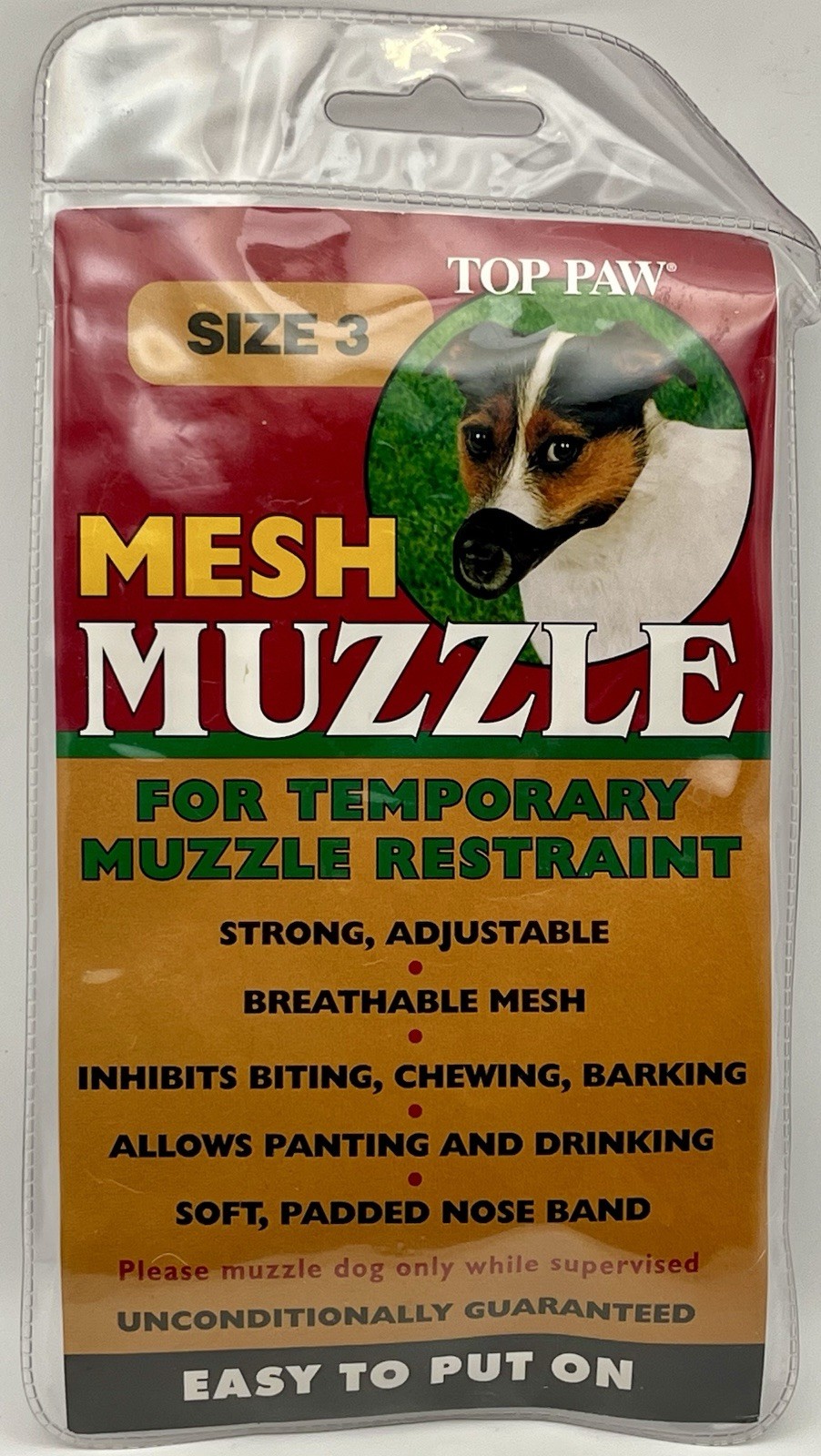 Top Paw Muzzle Adjustable Mesh Muzzle Size 3 12-24 lbs Nose 5 inches Black