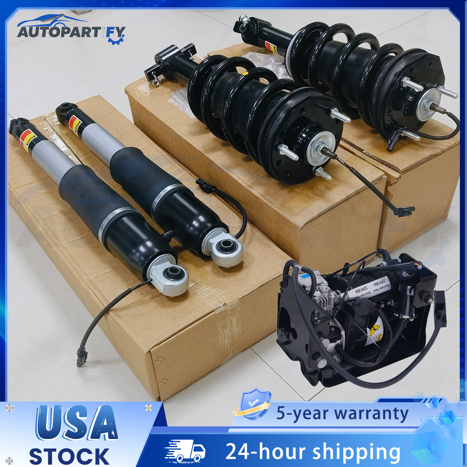 Front Rear shock Absorber & Air Suspension Pump Compressor for Escalade Suburban