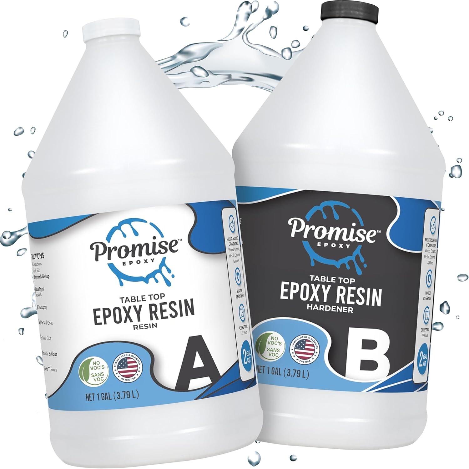 Promise Epoxy - 2 Gallon Kit of Clear Table Top Epoxy Resin That Self Levels