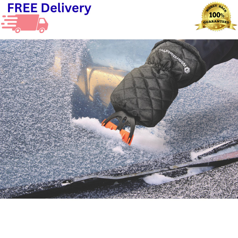 2-Pack Fleece Lined Ice Scraper Mitt Water Resistant Windproof Scraper with Pick