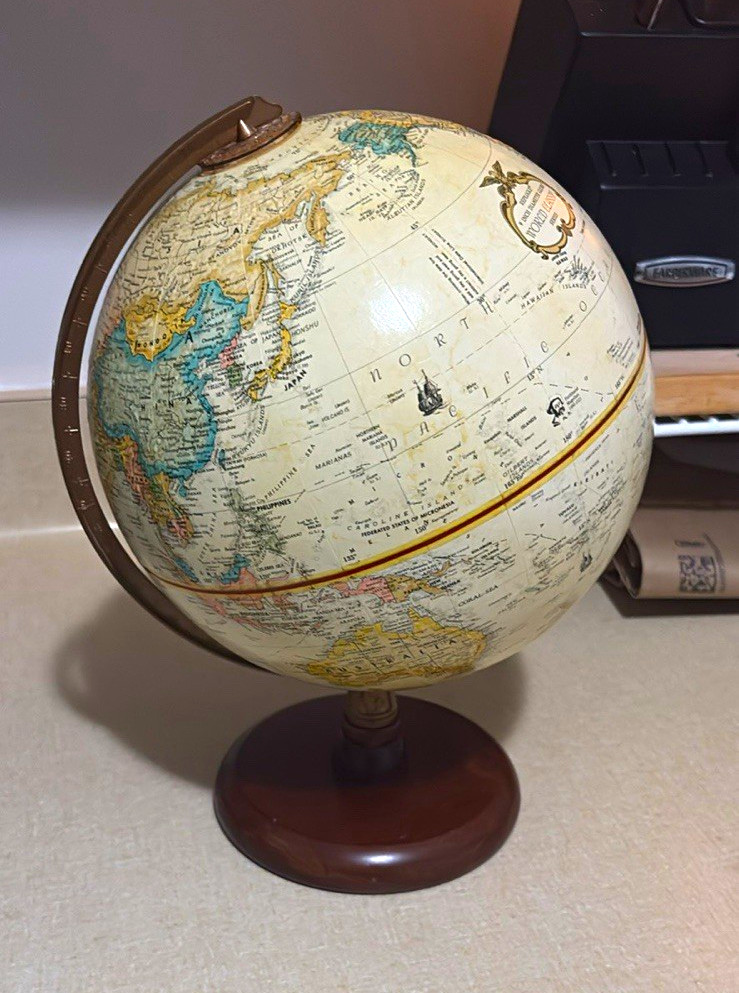 Replogle World Classic Series 9in Tabletop Globe Rotating Wood Base