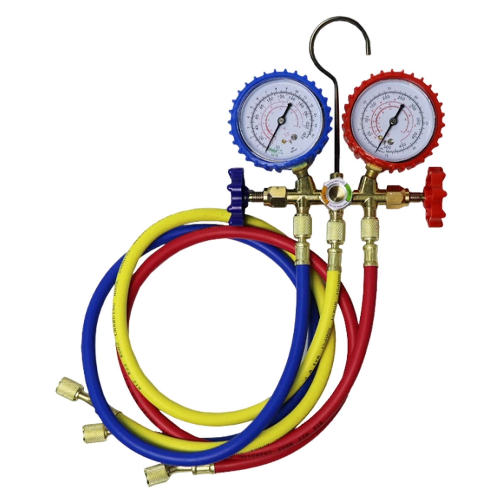 R134A/R22/R410/R12 HVAC Air Conditioning Aluminum Manifold Gauge Set W/Hoses A/C