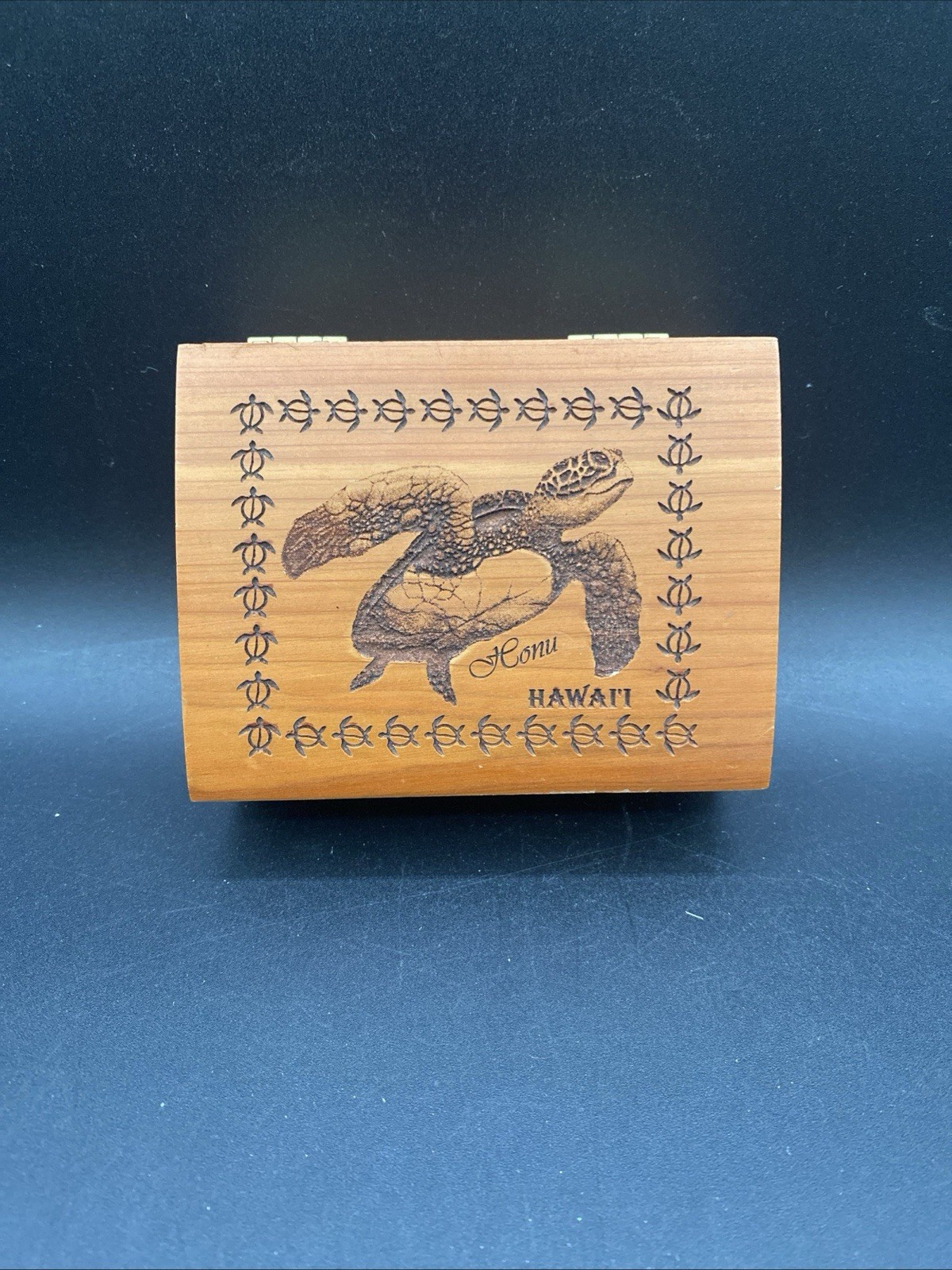 Wooden Trinket Box From Hawaii With Turtle  4 1/2 X 3 1/2 “ Excellent Condition