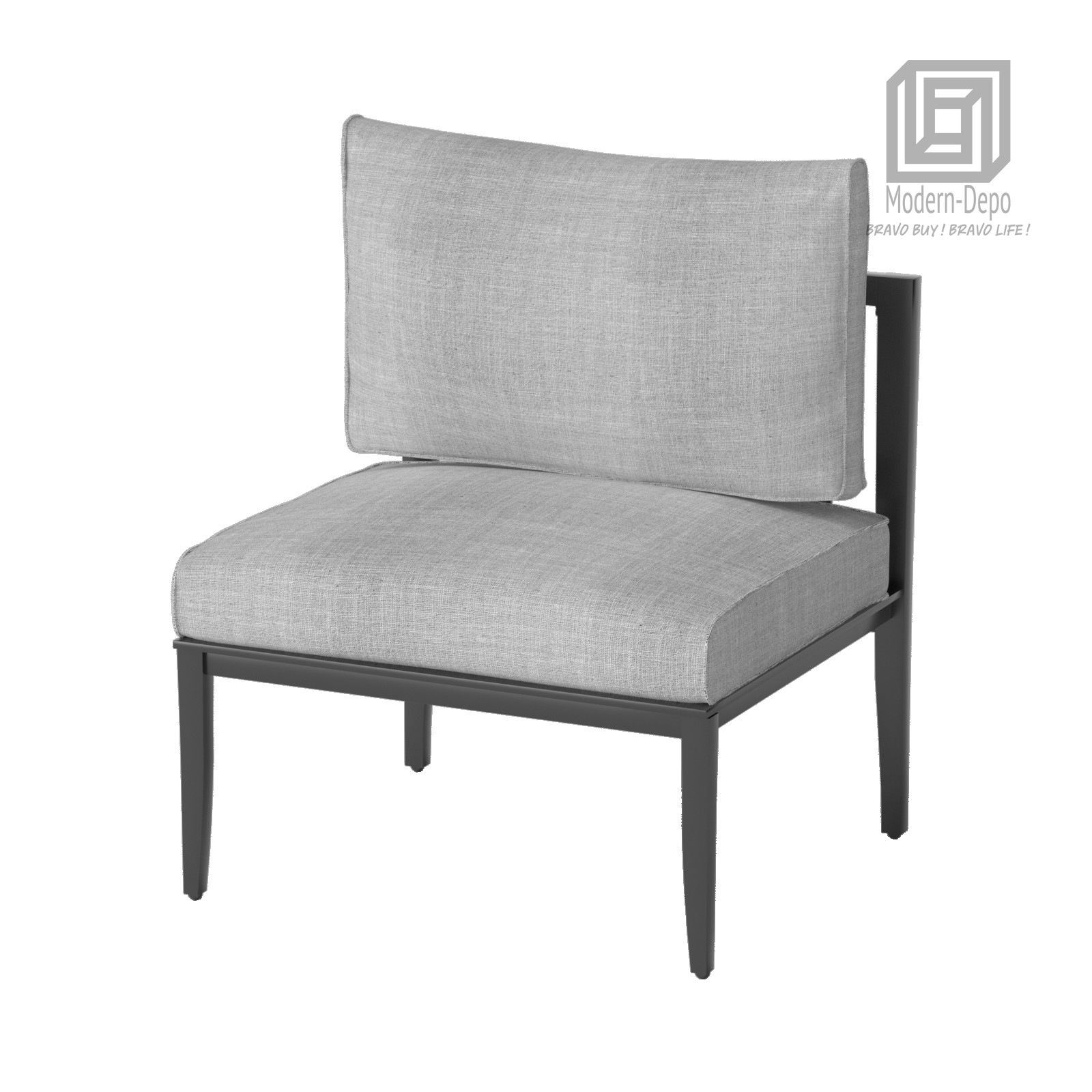 Aluminum Outdoor Armless Chair Conversation Chair Thick Cushions All-Weather