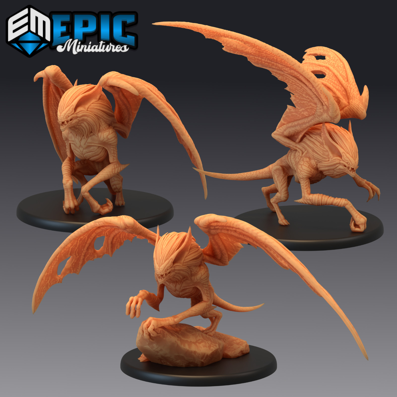 Terror Bat Dungeons and Dragons Miniature D&D, Epic Miniatures Fantasy Monster