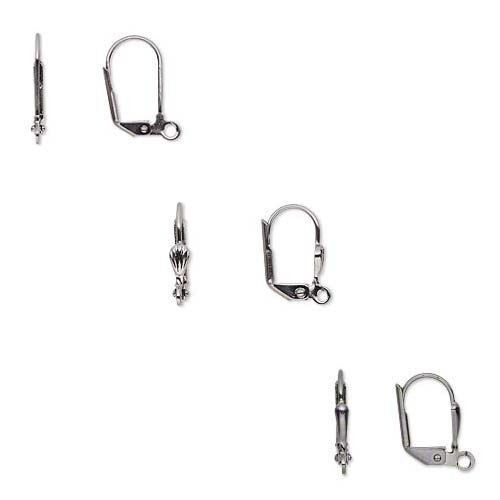 10 Gunmetal Hinged Leverback Hook Earring Findings with Open Loop & Lever Back