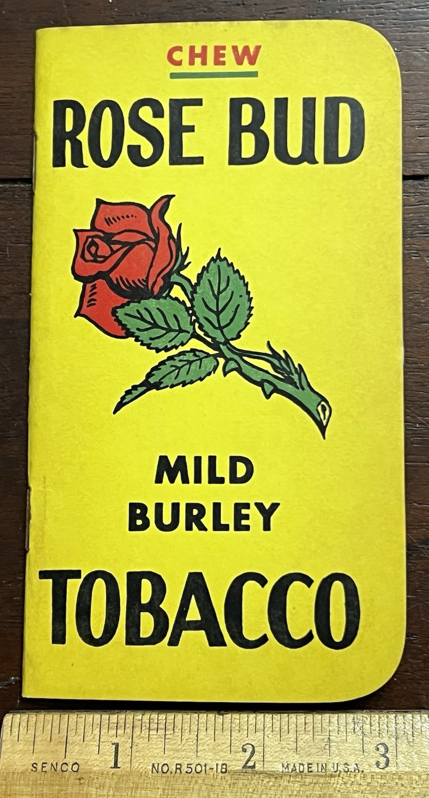 Vintage Rose Bud Chew Mild Burley Tobacco Booklet, Unused.