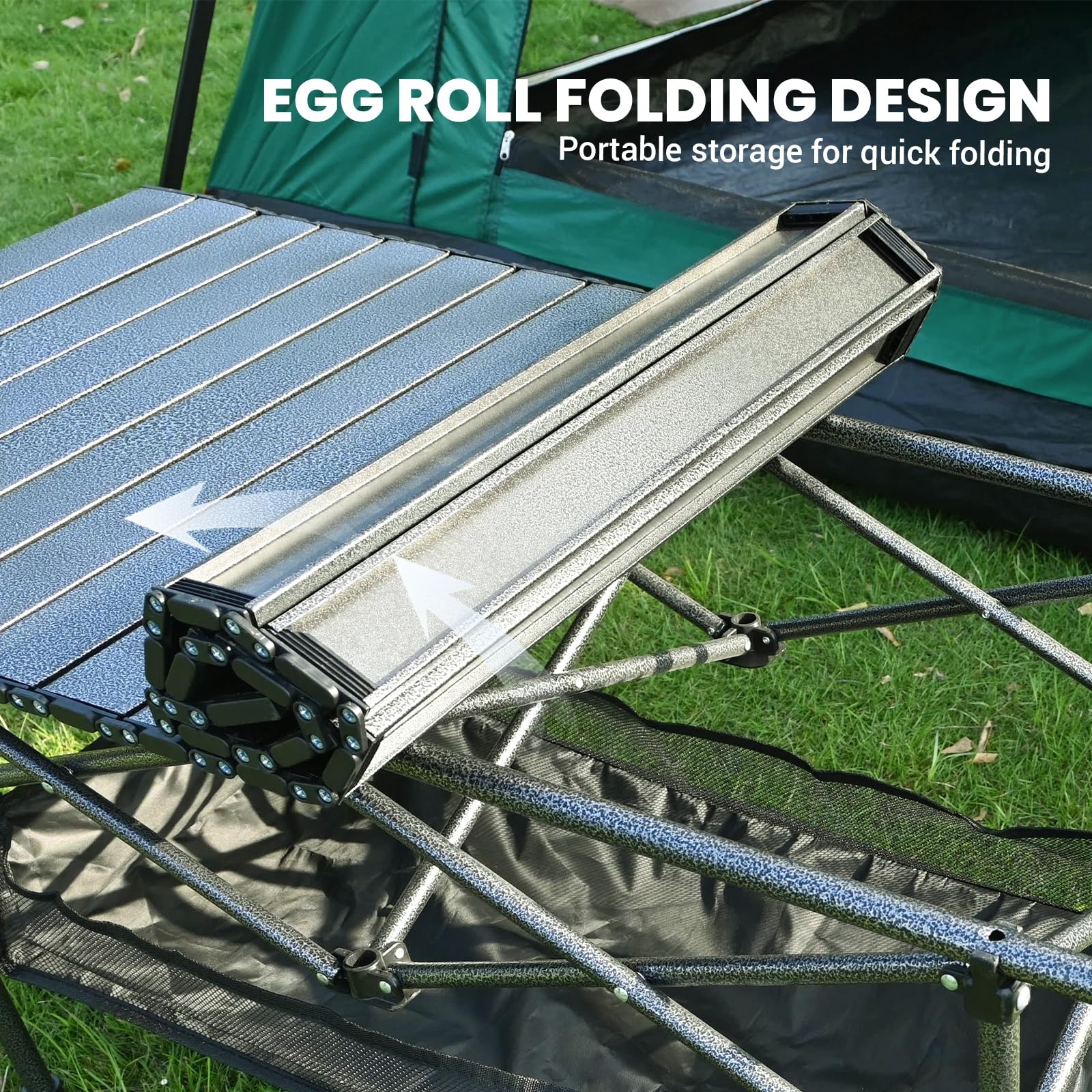 Foldable Height Adjustable Aluminum Camping Table with Carry Bag for Outdoor Use