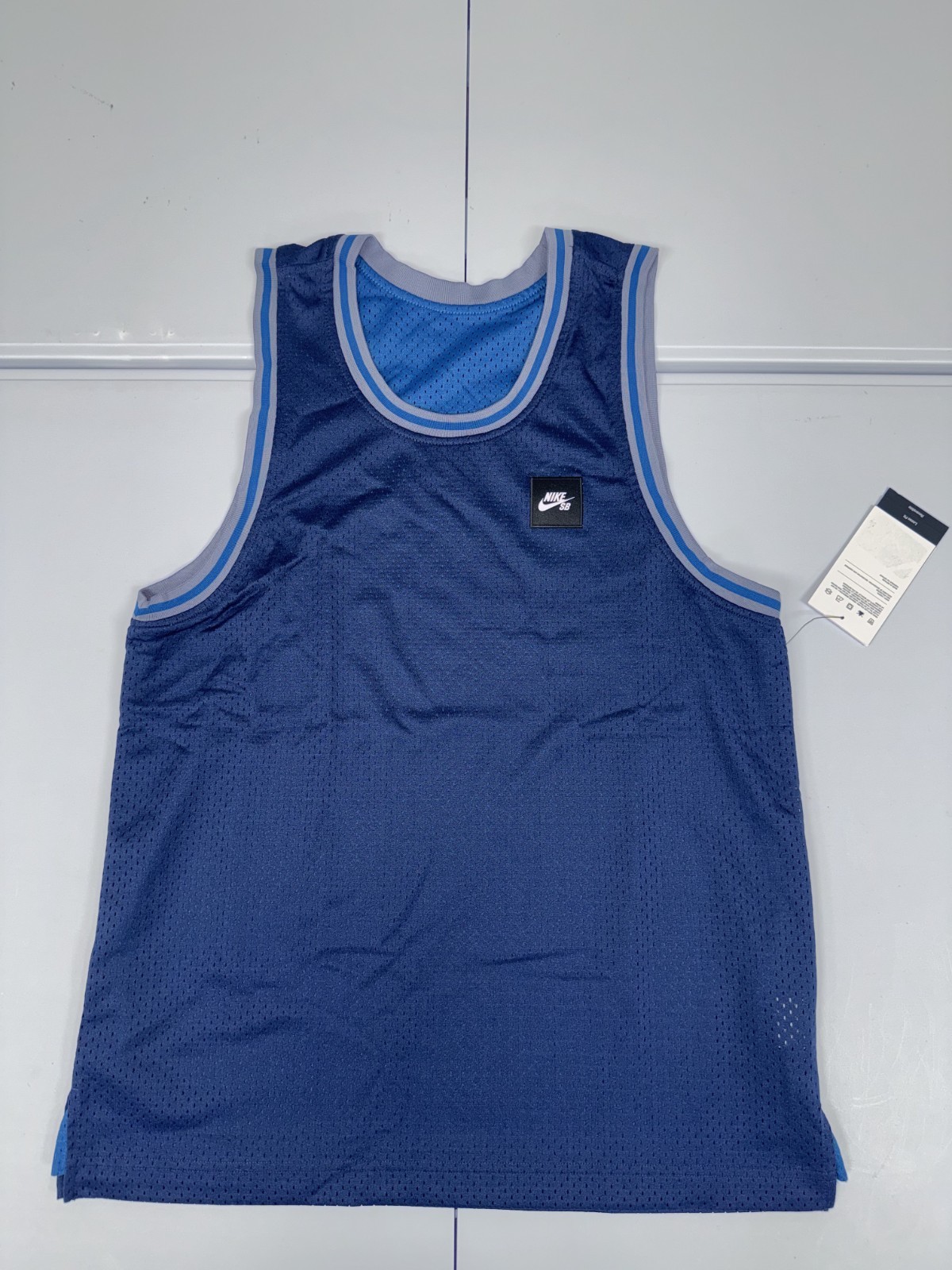 NIKE SB Basketball Jersey Top Men's Blue Gray Reversible Mesh Pick Size FN2597
