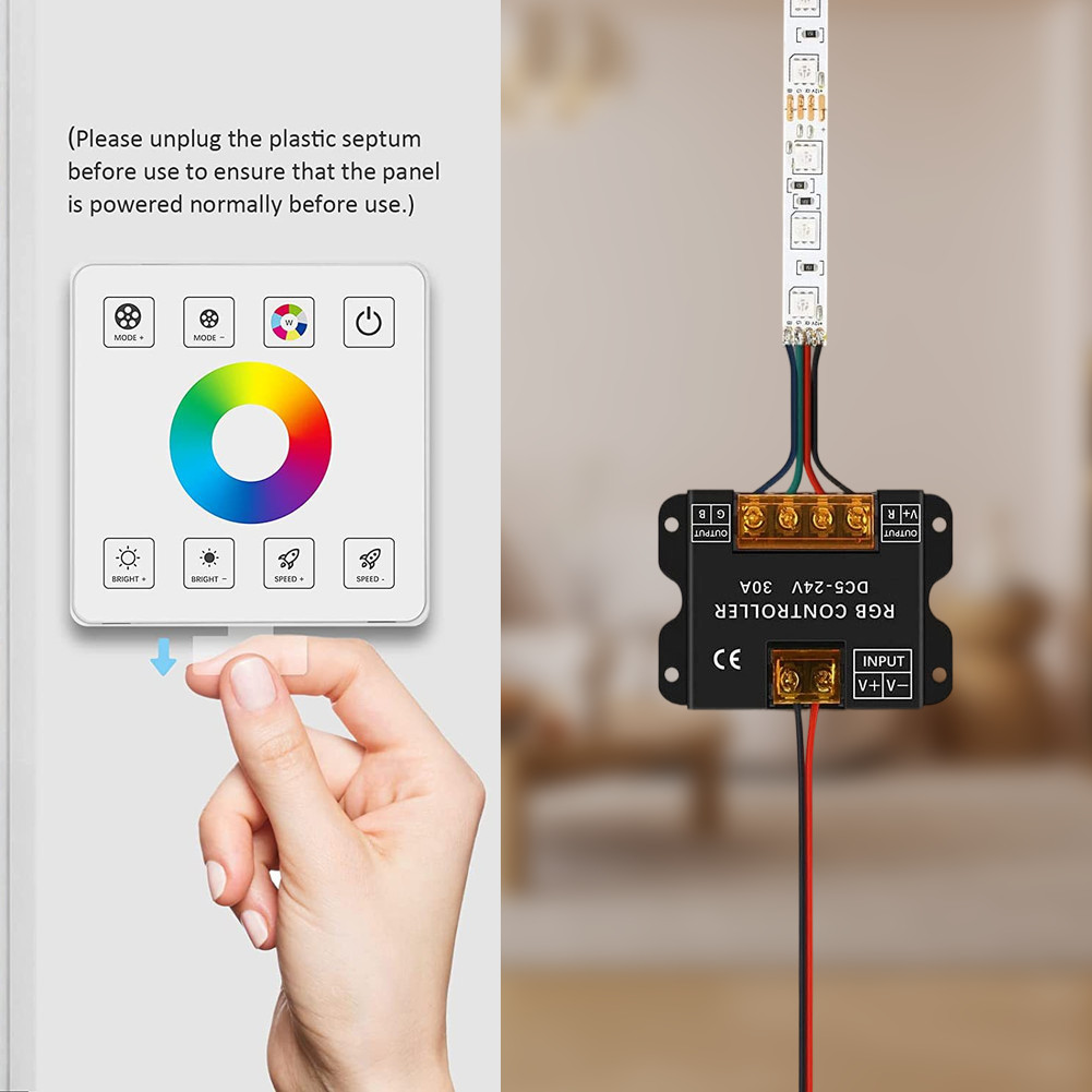 LED Strip RF Touch Panel Controller 30A for Easy Wiring and Simple Setup