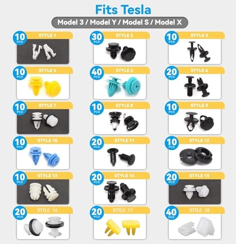 325Pcs Tesla Clips Tesla Bumper Fender Liner Push Retainer Fastener 325 PCS