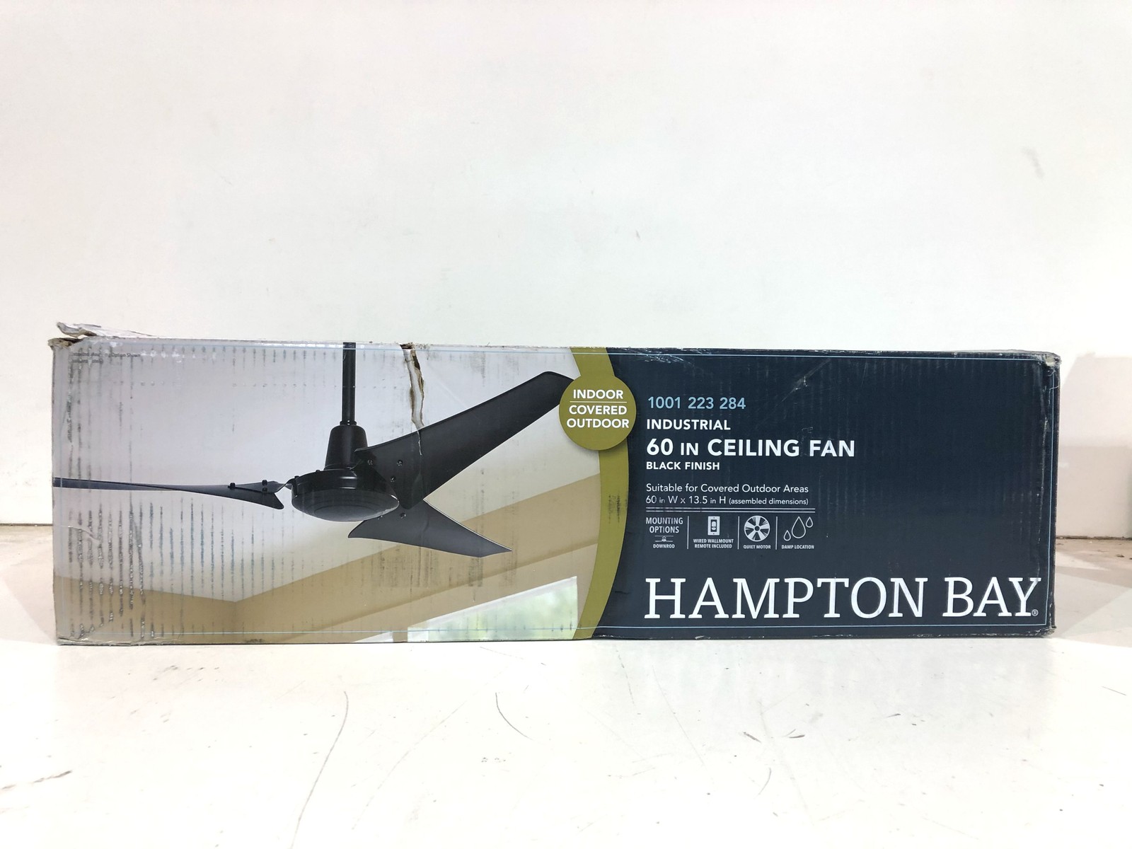 Hampton Bay 60 in. Black Indoor/Covered Outdoor Industrial Ceiling Fan SEALED