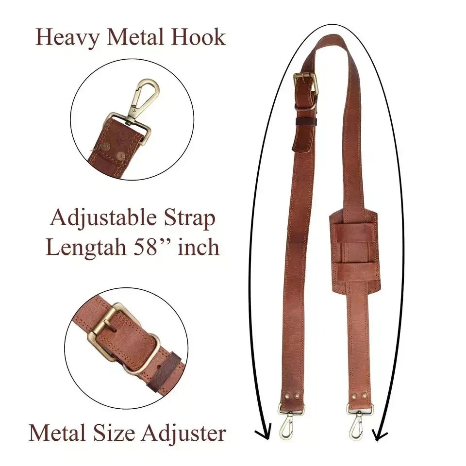 Handmade Leather Shoulder Replacement Strap for Messenger Briefcase Bag & Duffle