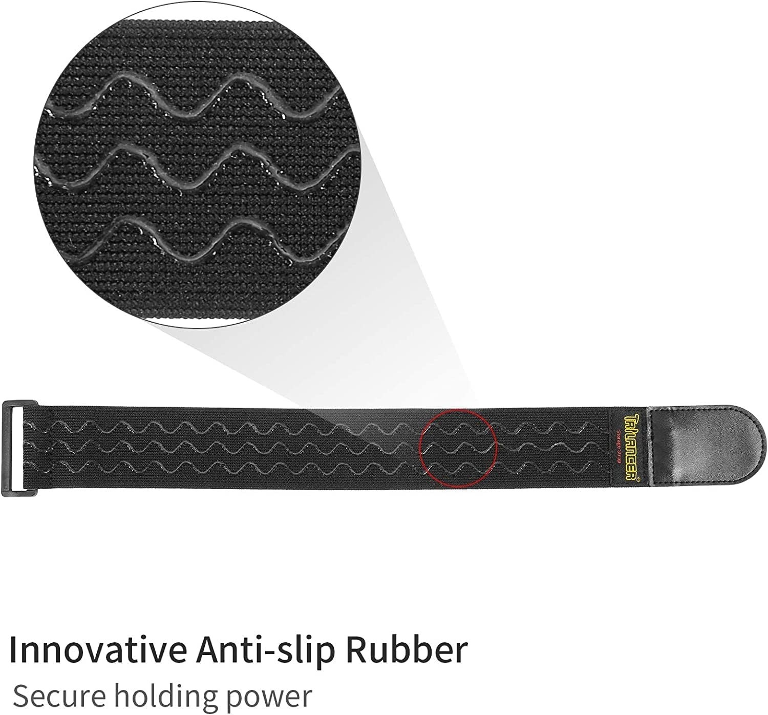 Extendable 18-Inch Elastic Cinch Straps with Anti-Slip and Hook & Loop - 4 Pack