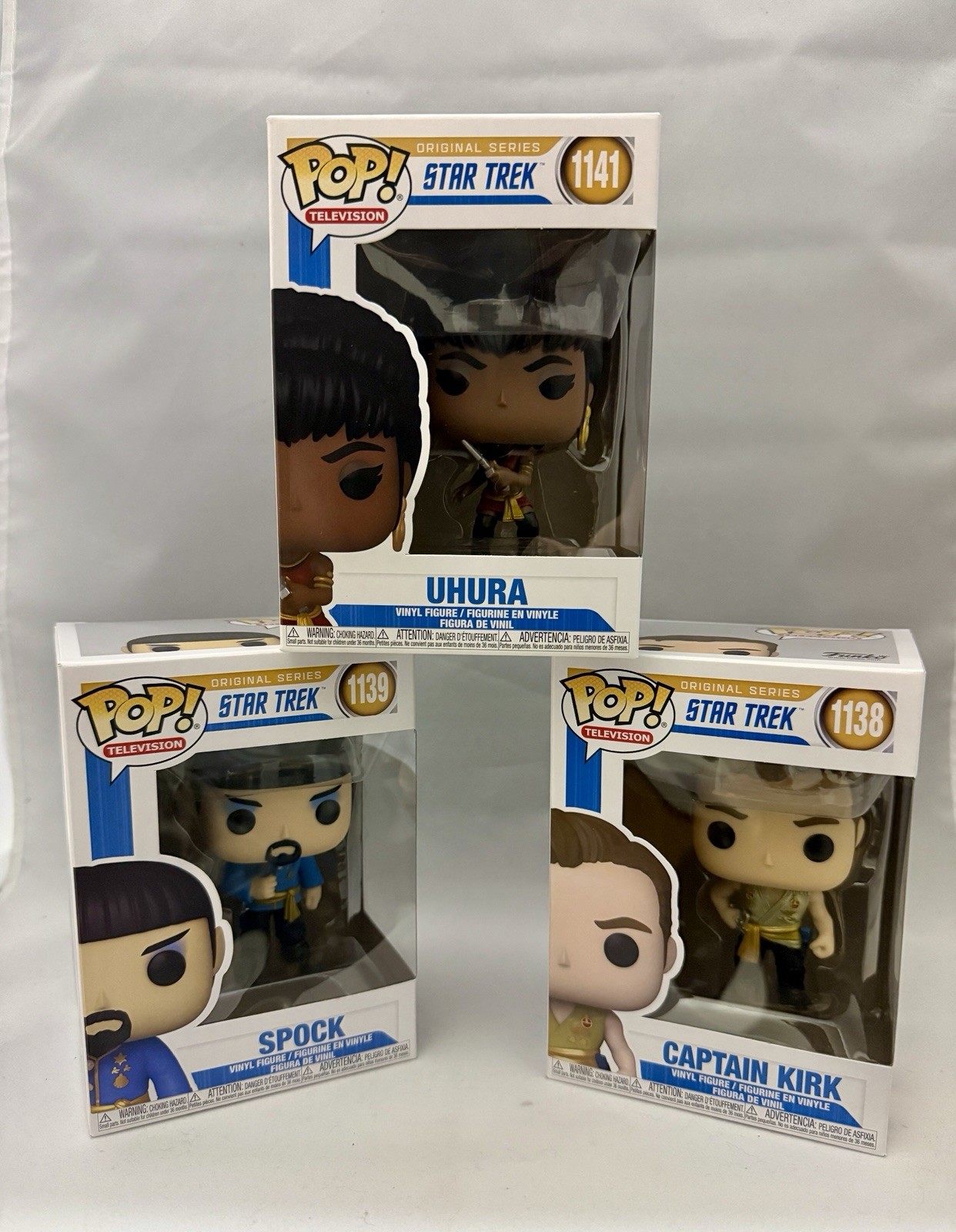 Star Trek Original Series, Lot Of 3 Funko Pops with Protective Cases - New