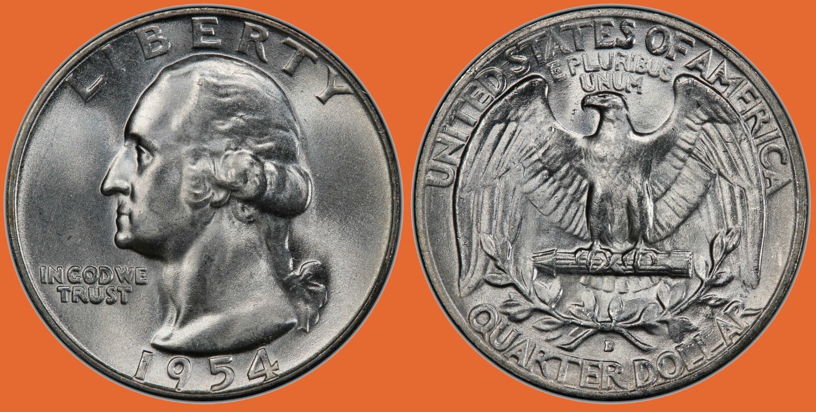 1954 D Washington Quarter ~ GEM BU UNC Uncirculated MS ~ 90% Silver 25c US Coin