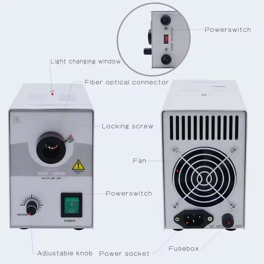 150W Single Hole Halogen Light Source for Microscope Medical Cold Light Source