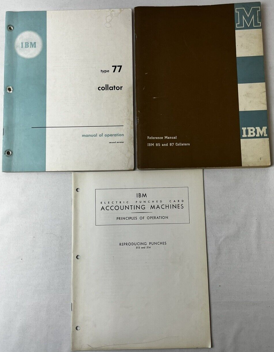 Vintage IBM Reference Manuals Lot of 3 Collators and Punched Card Accounting