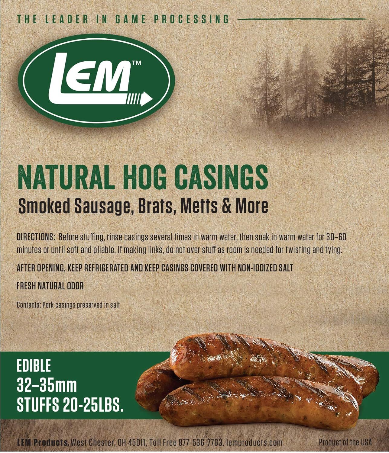 Natural Hog Sausage Casings 25Lbs Premium Quality For Juicy Tender Sausages