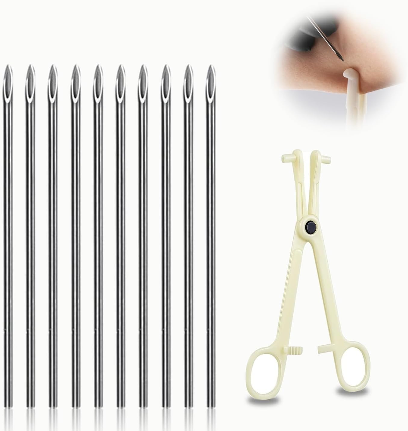 30pcs Ear Nose Piercing Needles, 18G Body Needle, Sterile Metallic