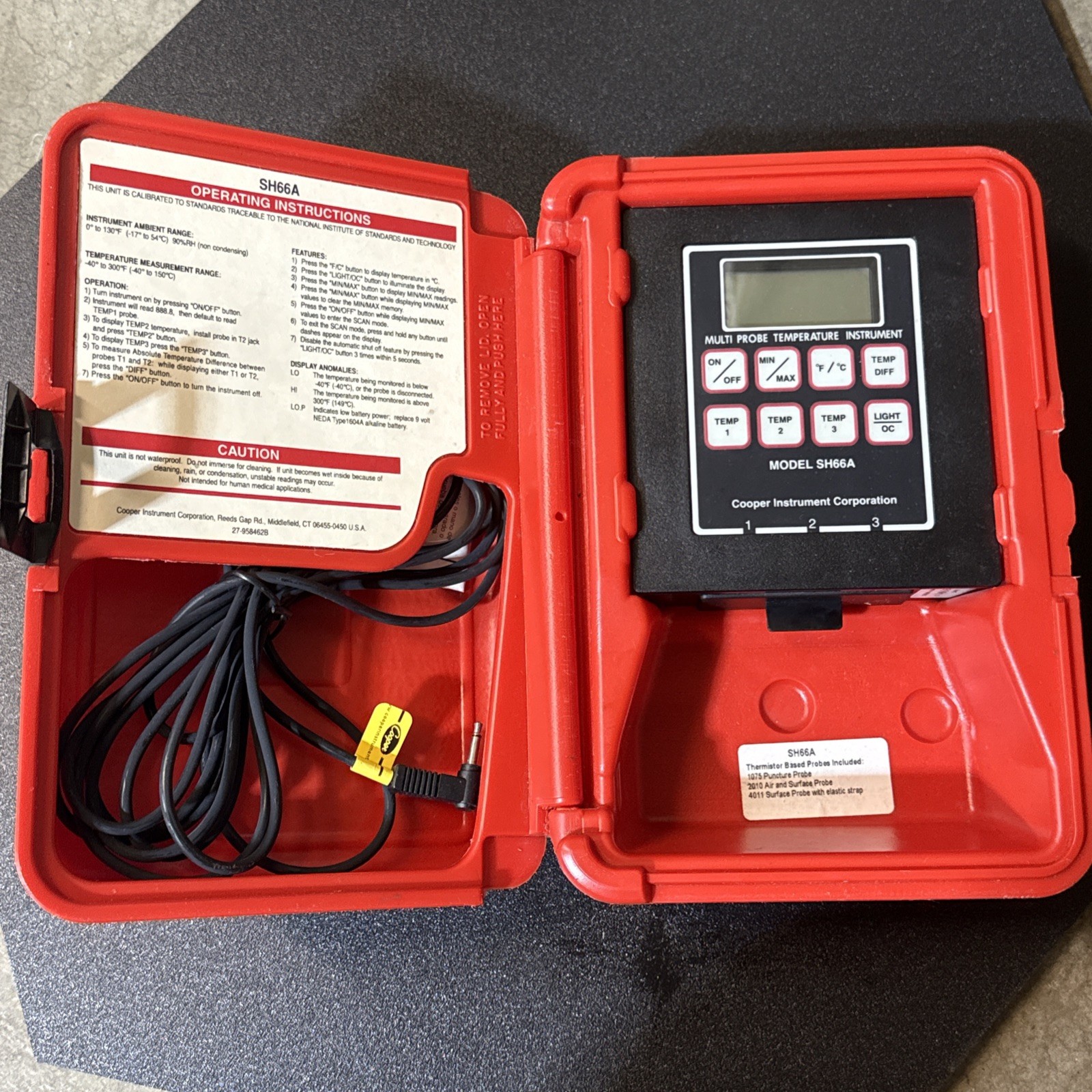 Cooper SH66A Digital Thermometer tool -EXC Condition With Probe
