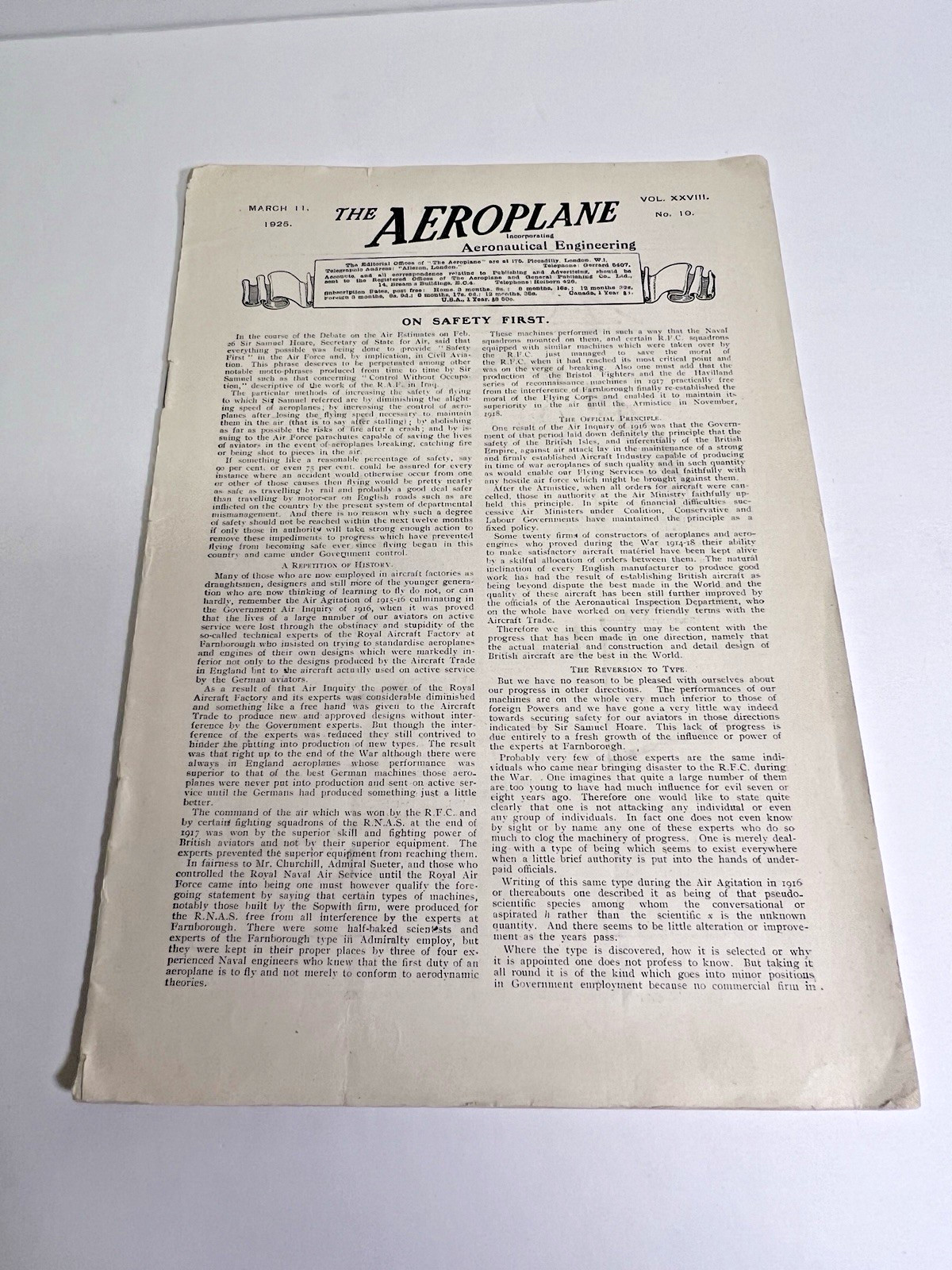 1925 British The Aero Plane Magazine Great Articles & Advertisements