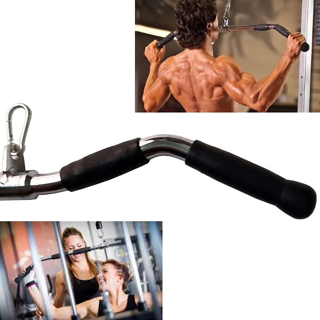 Lat Cable Machine Attachment Curl Pulldown Barbell Revolving Bar, Multi-Exerc...