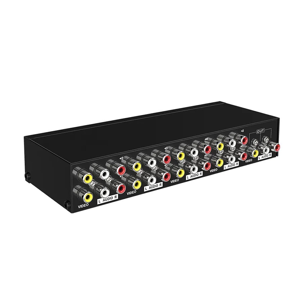 8-Port RCA Composite Video Audio AV 8-Way Switch Selector Switcher Splitter Box