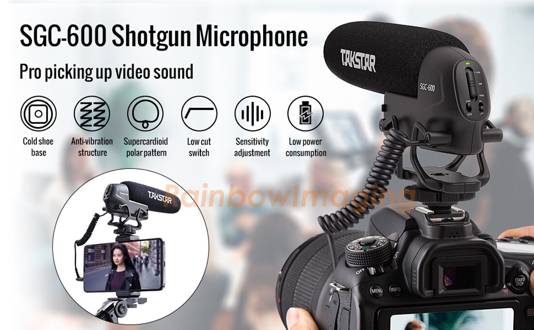Takstar SGC-600 Shotgun Cardioid Video Microphone Mic Sony a6600 a6500 a6400 a9