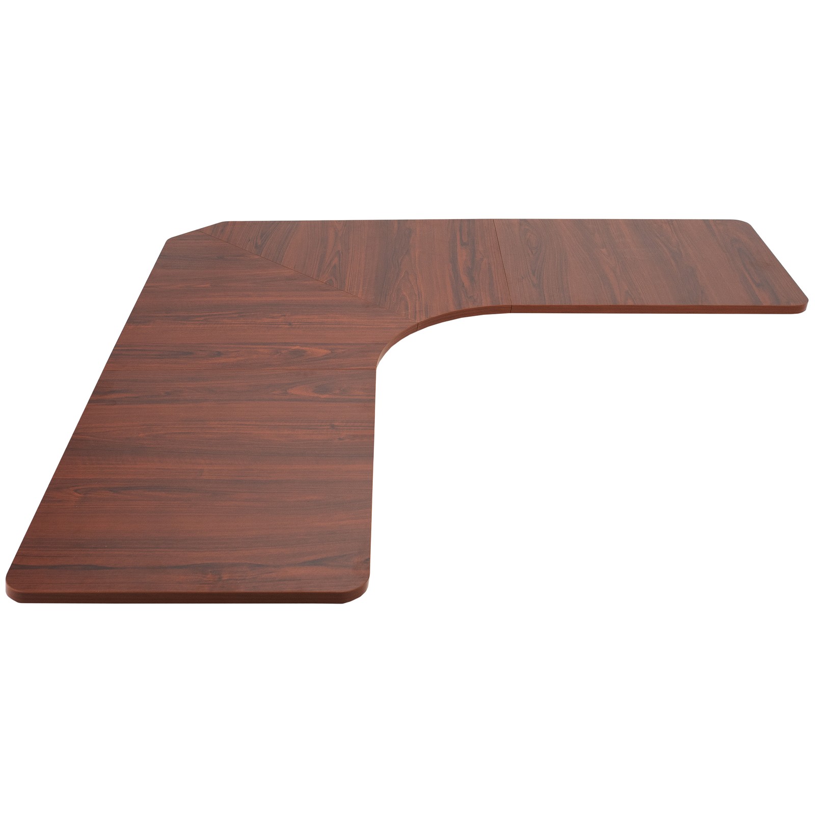 VIVO Dark Walnut 71x71 inch Curved Corner Table Top for Sit to Stand Desk Frames