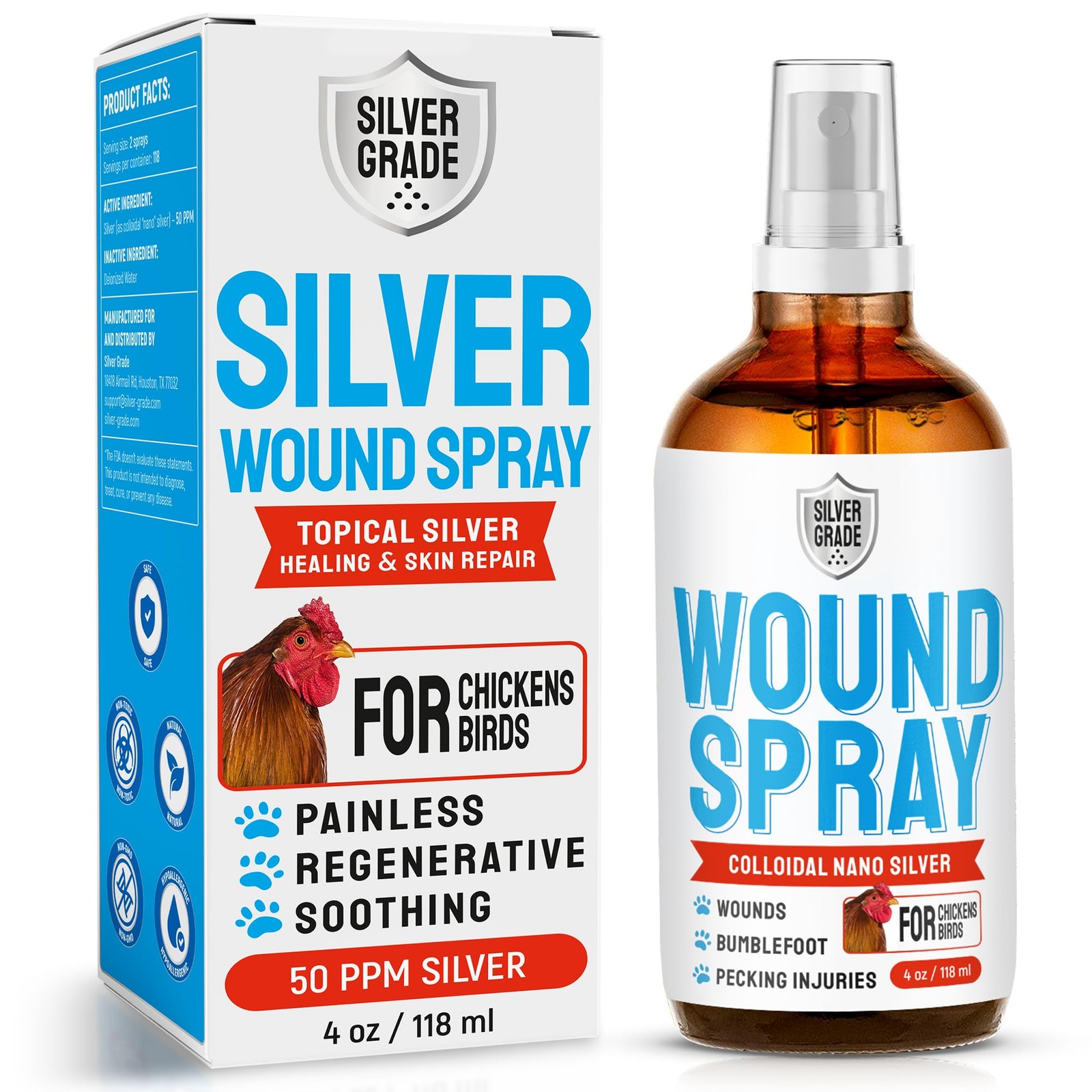 Wound Spray for Chicken – Birds & Chicken Antibiotics Alternative to Help wit...