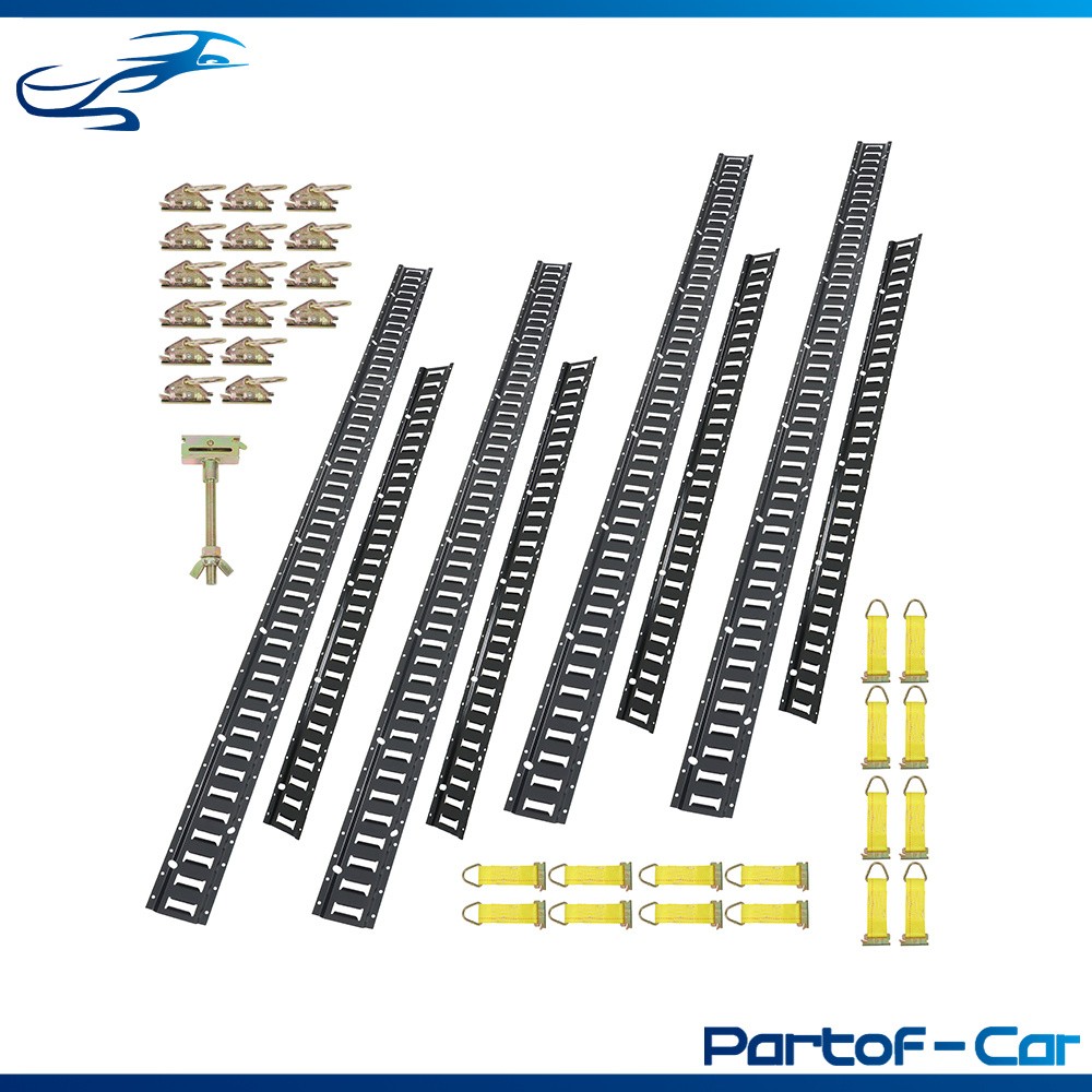 41 Kit 4× 5' & 4× 8’ E Track Tie Down System Black W/ Various Rails And Hardware