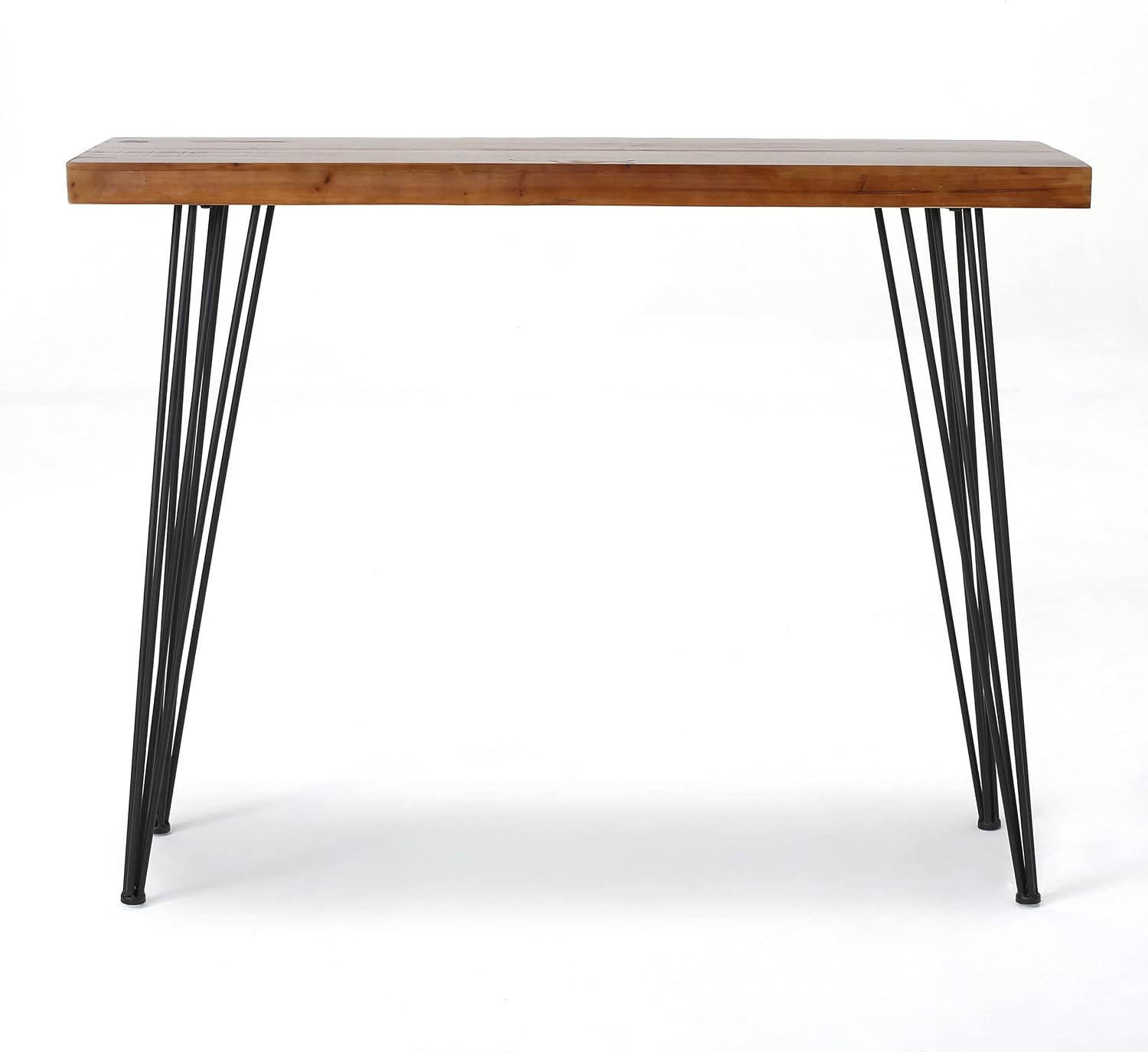 Chana Industrial Faux Live Edge Rectangular Bar Table, Natural / Black