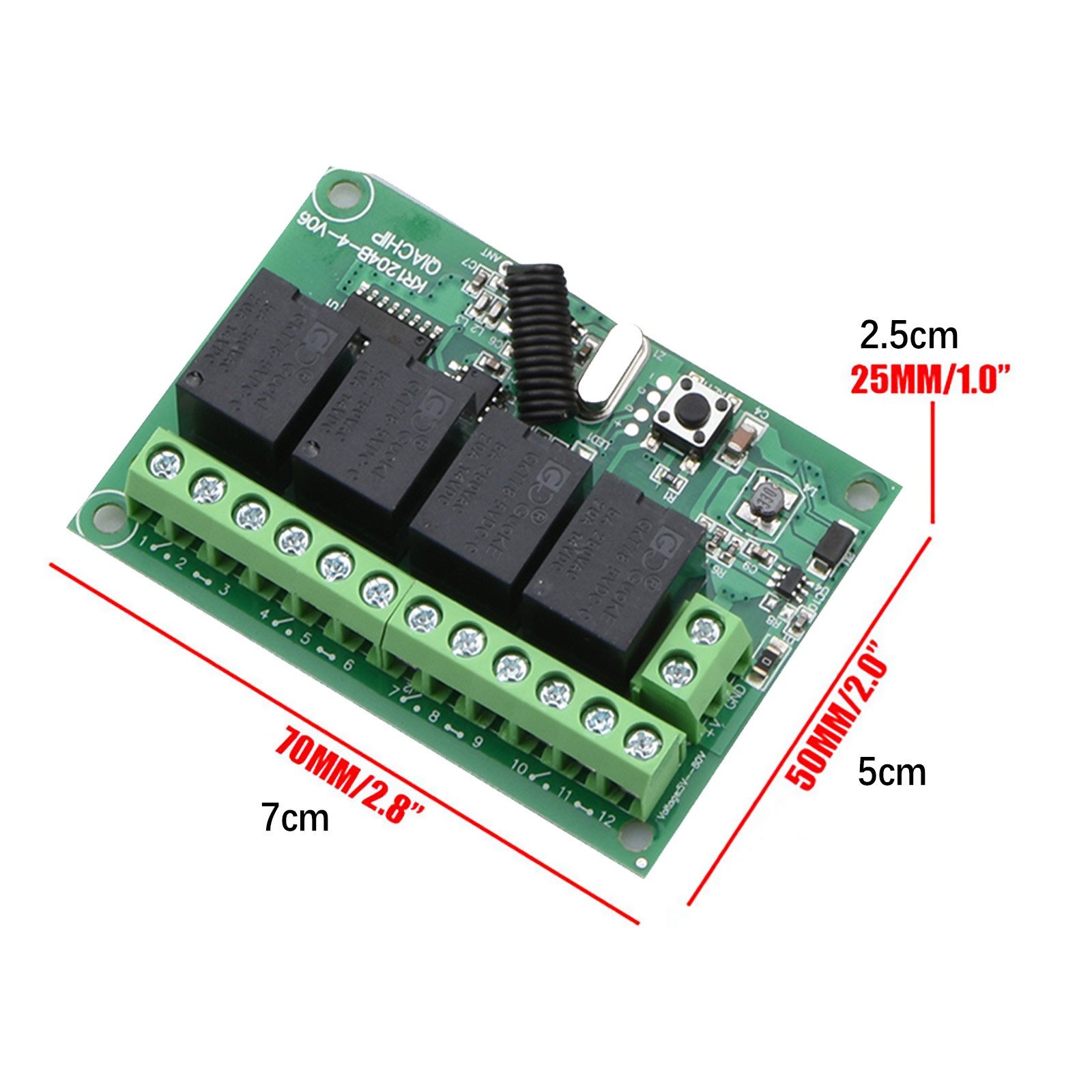 DC 4CH Channel 443MHz Wireless RF Remote Control Relay Switch With 2 Receiver