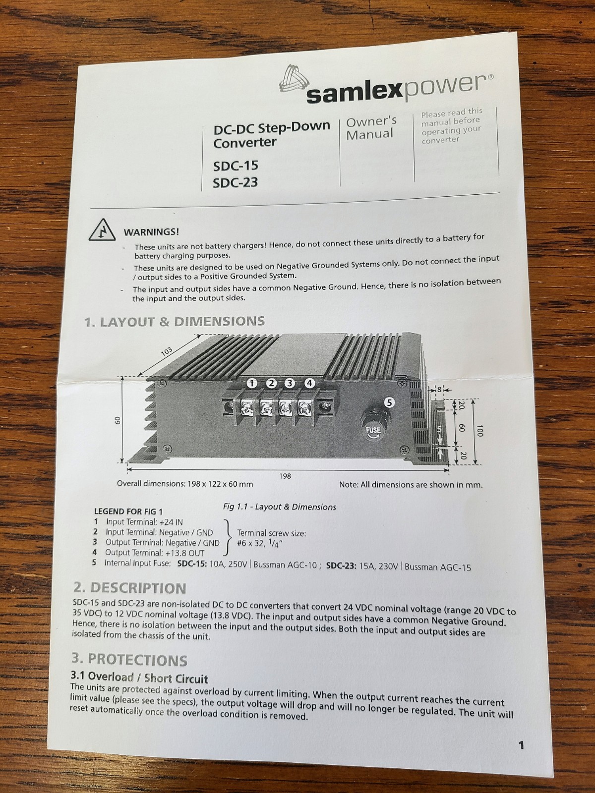Samlexpower DC-DC Step-Down Converter SDC-23 - 24 VDC - 12 VDC