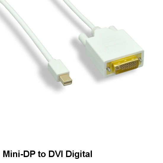 Kentek 15' Mini DisplayPort Male to Single Link DVI Male Cable 1920x1080 60Hz HD