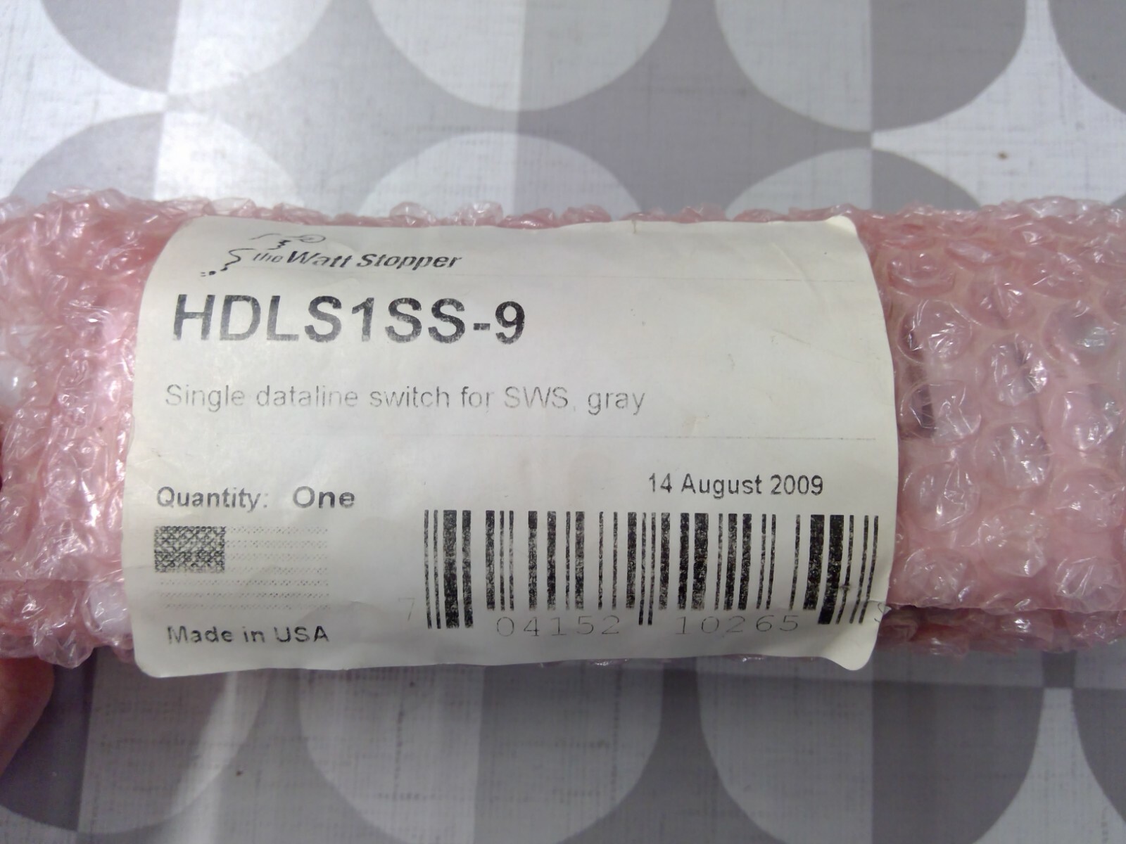 WattStopper HDLS1SS-9 Single SWS Dataline Switch, Gray **Free Shipping**
