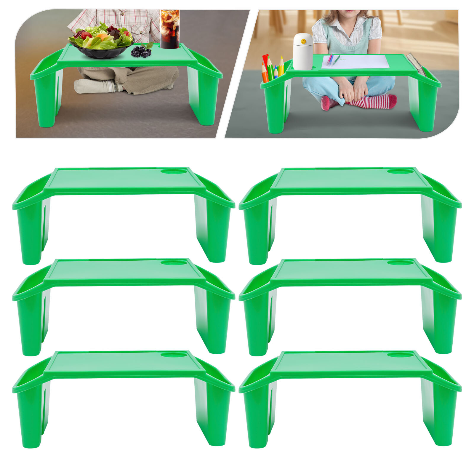 6 Pcs Kids Lap Desk Rectangular Desk Tray for Writing Eating Game Classroom USA