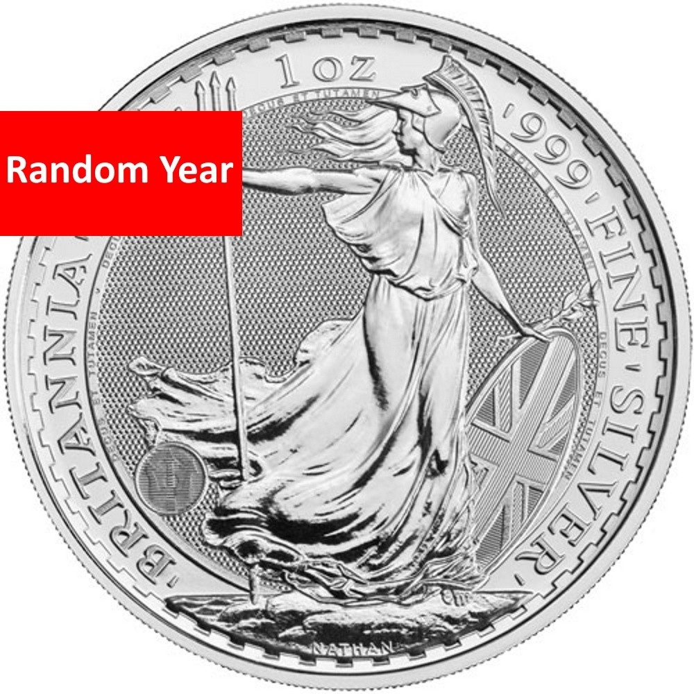Random Year - U.K. 2 Pound 1 oz .999 Fine Silver King Charles Britannia BU