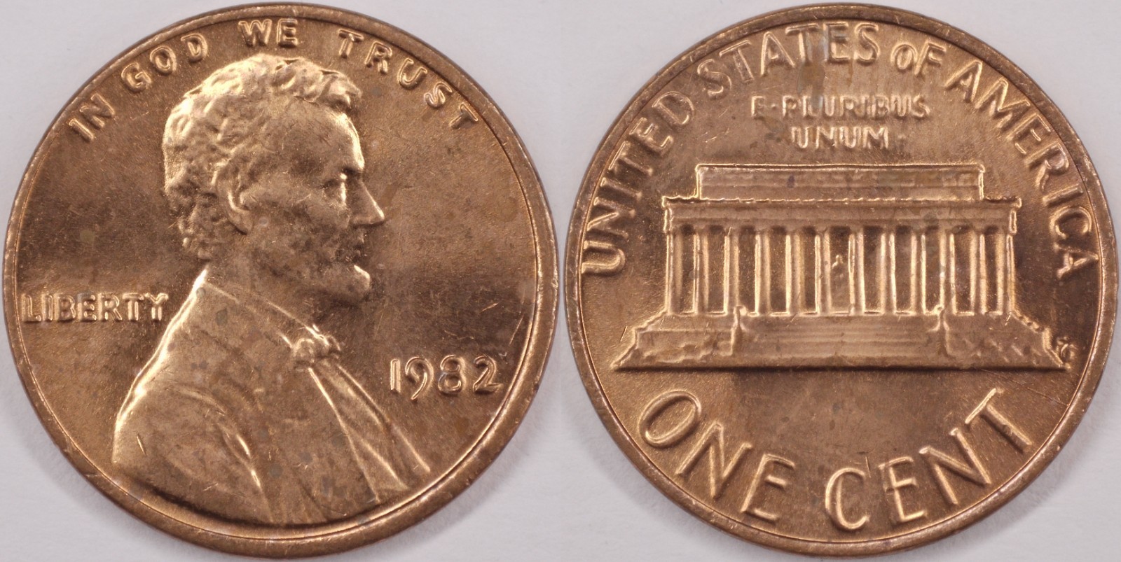 United States 1982 1 Cent [Bronze Large Date] Lincoln Memorial KM#201 Bronze