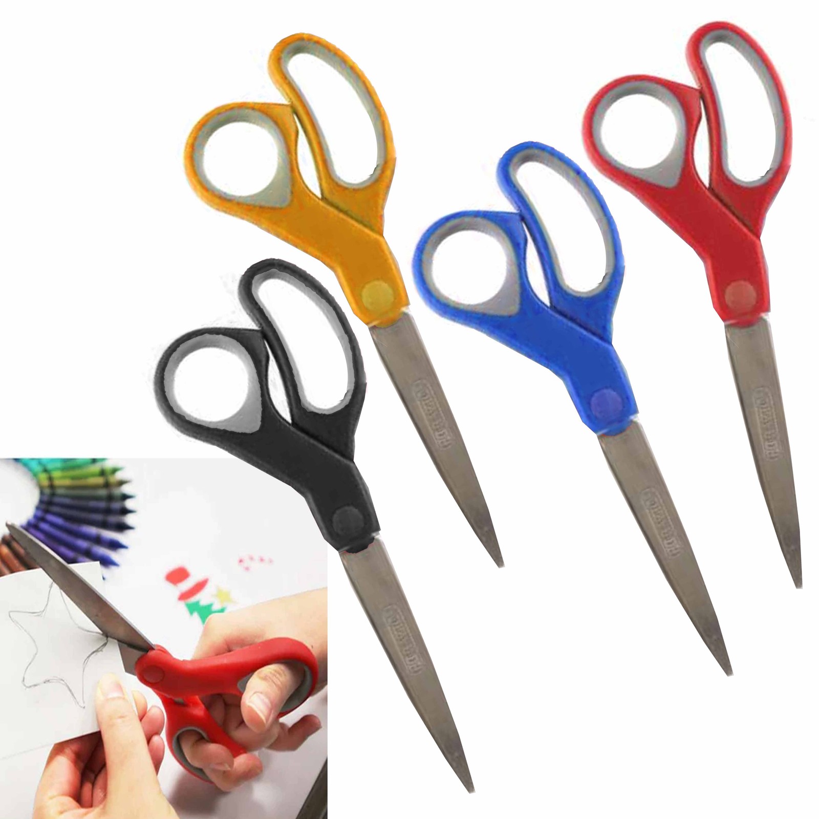 2 Pc Sharp Scissors 8" Stainless Steel Cushion Grip Handle Office School Crafts