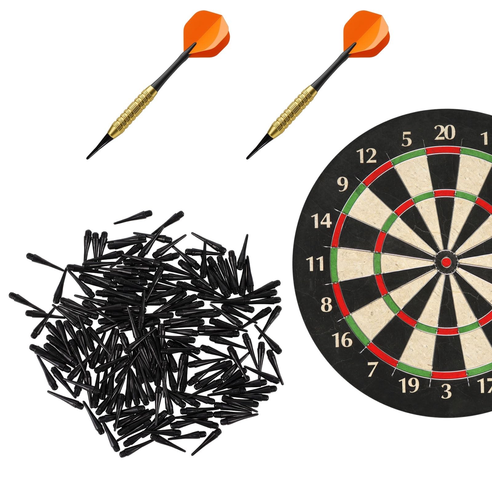 linbenanono 200 Pack 2BA Thread Soft Dart Tips - Premium Plastic Black