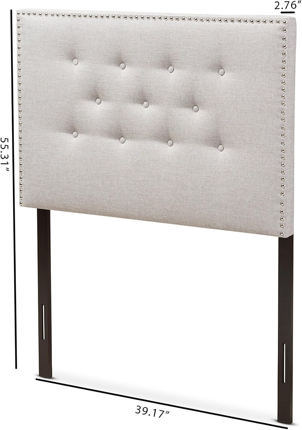 Modern Greyish Beige Twin Headboard - Windsor Upholstered Design