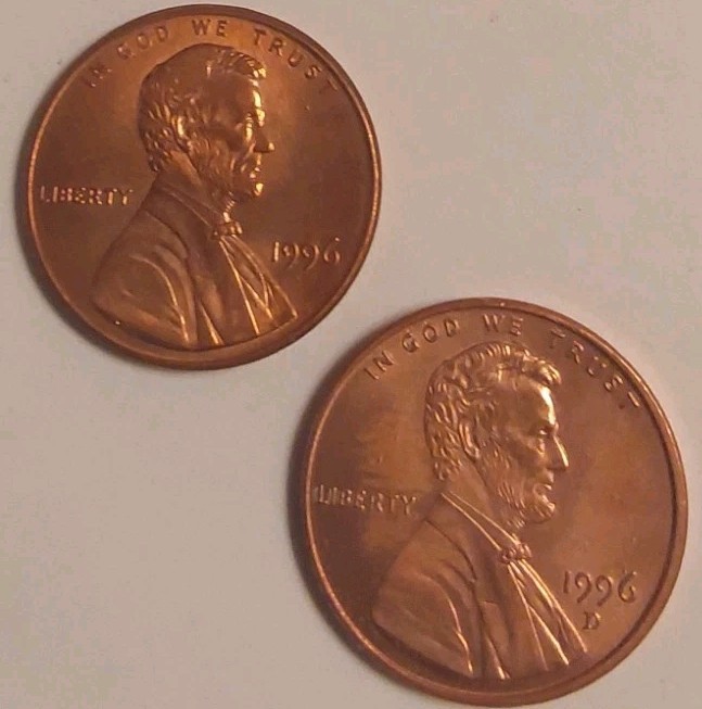 1996 P D Lincoln Memorial Cent BU 2 Coin Set Brilliant Uncirculated Free Post