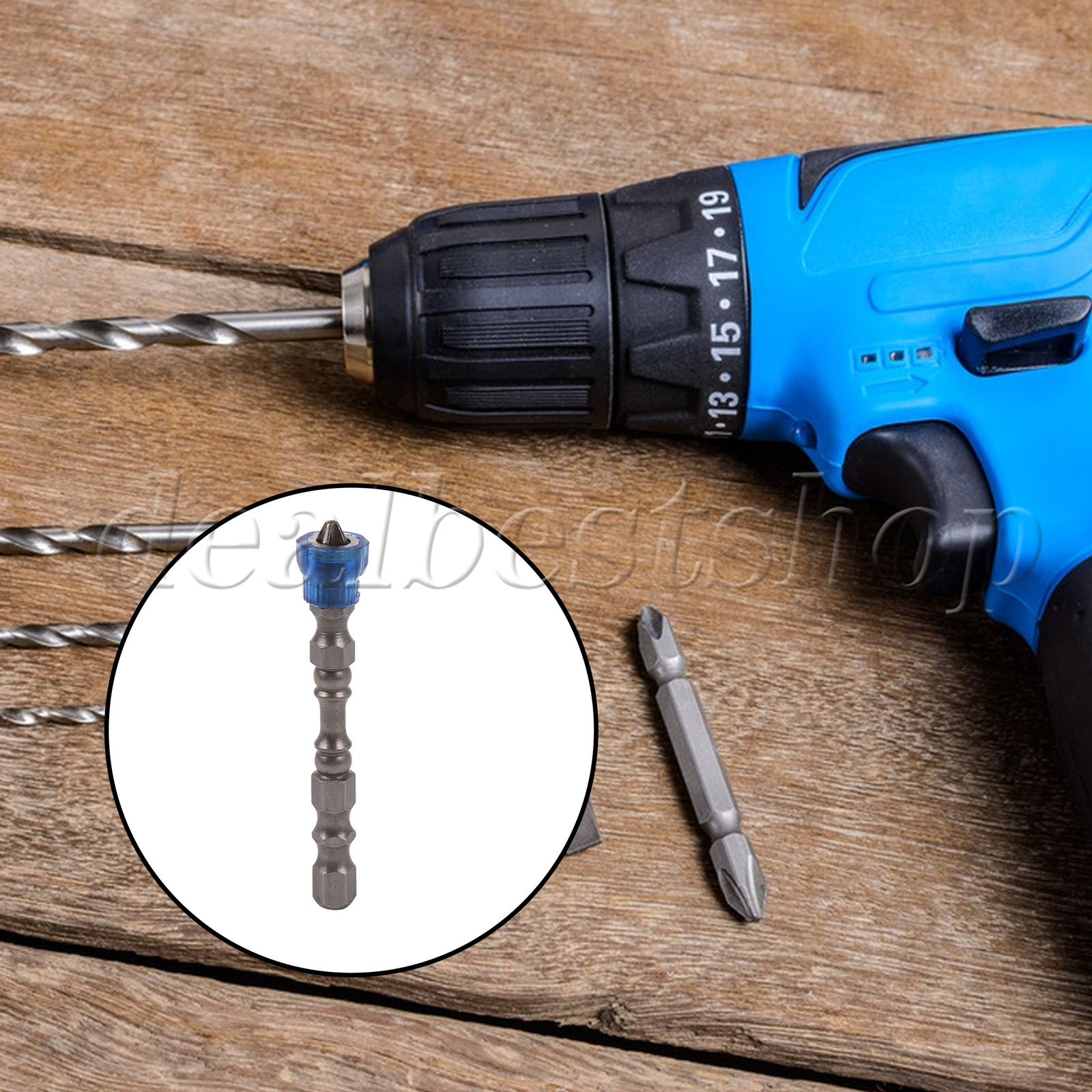 2.56" x 0.43" Magnetic Screwdriver Bits Tool Blue with 1/4" Hex Shank