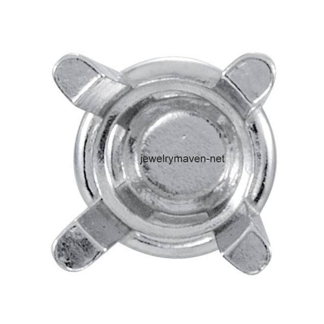 PAIR 5.5mm Solid 14k White Gold 4 Prong Stud Earring Basket Setting Threaded USA