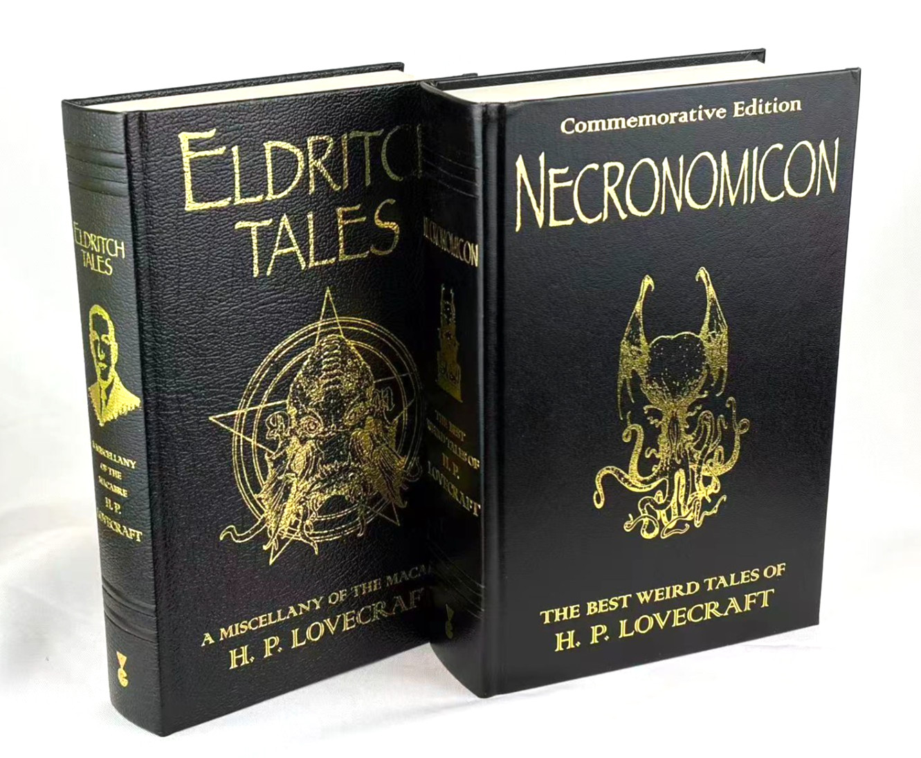 NECRONOMICON & ELDRITCH TALES of H.P. Lovecraft Set of 2 Deluxe Leather Classics